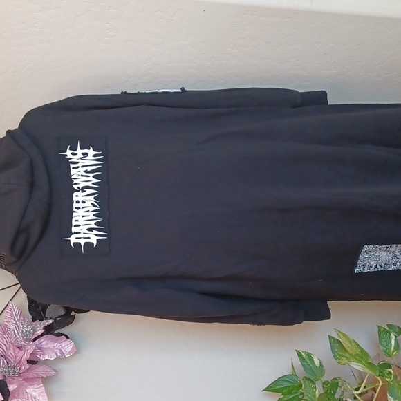 DOLLSKILL DARKER WAVS XXL DIATONIC HOODIE DUSTER PATCHES FRONT/BACK SIDE POCKET - Picture 8 of 16